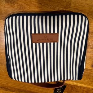 Kathy Ireland Striped Toiletry Bag with Leather Accent